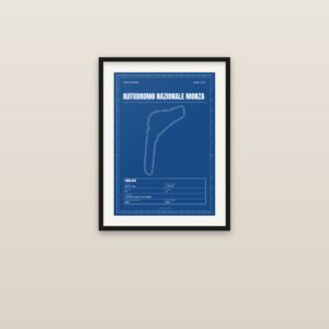 Autodromo Nazionale monza circuit poster, framed on a wall