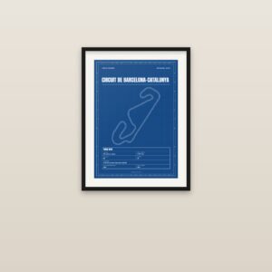 Circuit de Barcelona-Catalunya circuit poster, framed on a wall