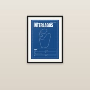Interlagos circuit poster, framed on a wall