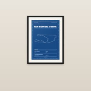 Miami International Autodrome circuit poster, framed on a wall