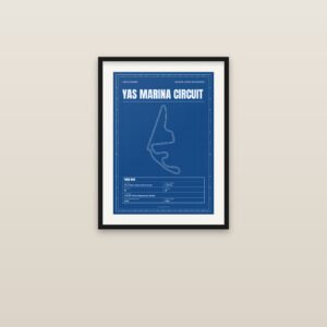 Yas Marina Circuit circuit poster, framed on a wall